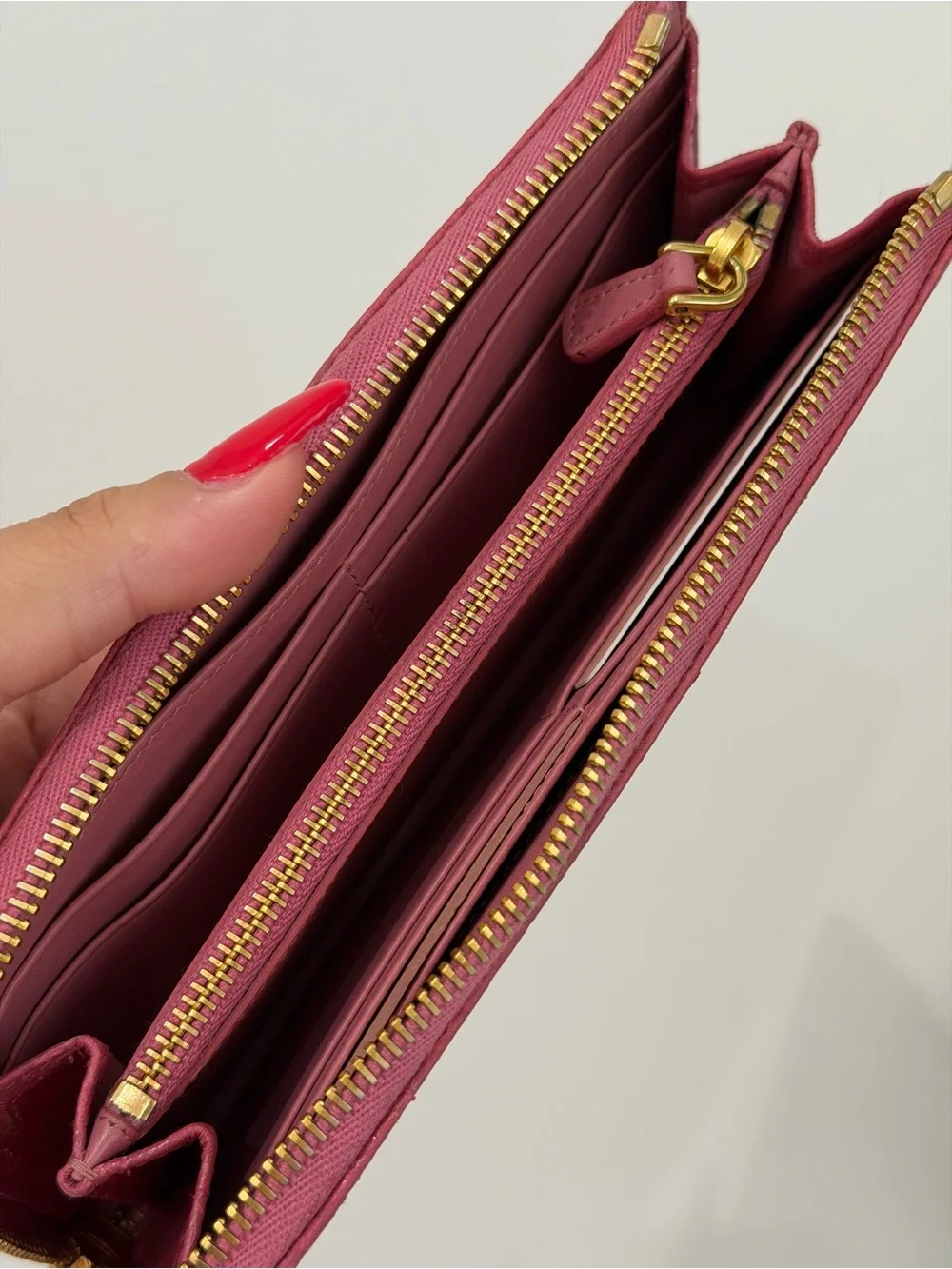 Miu Miu Pink Croc Effect Patent Leather Continental Zip Wallet